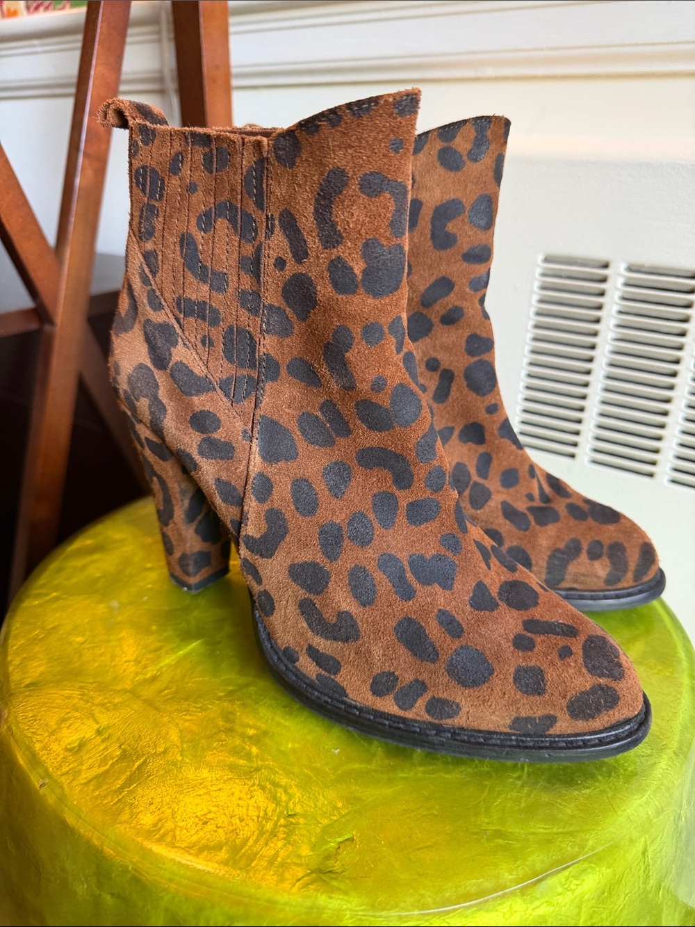Zara Leopard Print Suede Ankle Boots - Brown & Black